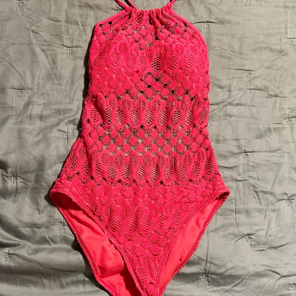Reaction Kenneth Cole Pink Lace One Piece Swimsuit